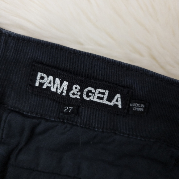 Pam & Gela Racing Stripe Raw Angled Hem Straight Leg Jeans - Picture 8 of 10